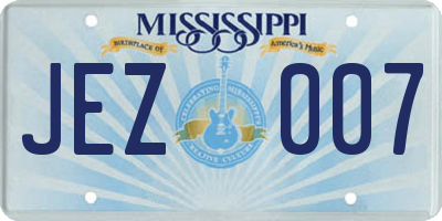 MS license plate JEZ007