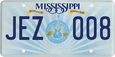 MS license plate JEZ008