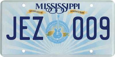 MS license plate JEZ009