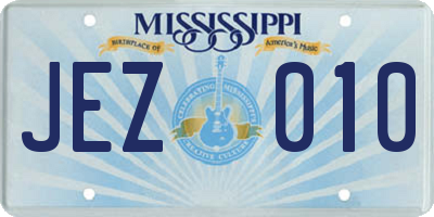 MS license plate JEZ010