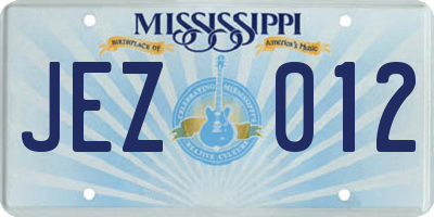 MS license plate JEZ012
