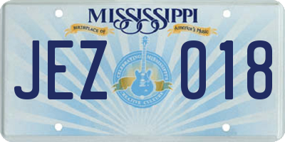 MS license plate JEZ018