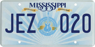 MS license plate JEZ020