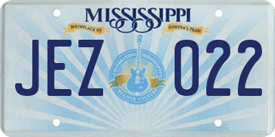 MS license plate JEZ022