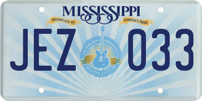MS license plate JEZ033