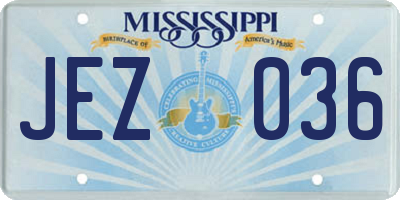MS license plate JEZ036