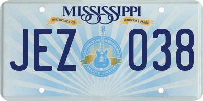 MS license plate JEZ038