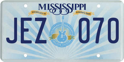 MS license plate JEZ070