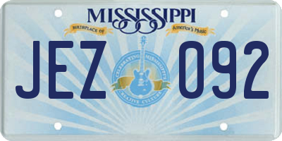 MS license plate JEZ092