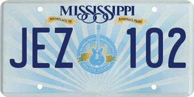 MS license plate JEZ102