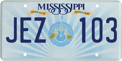 MS license plate JEZ103