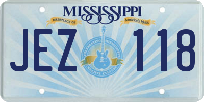 MS license plate JEZ118