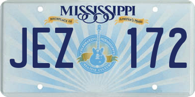 MS license plate JEZ172