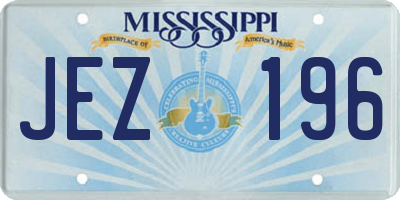 MS license plate JEZ196