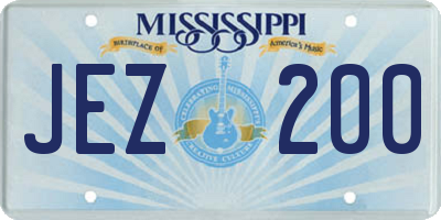 MS license plate JEZ200