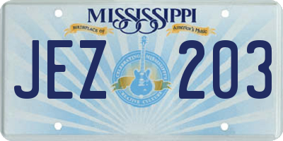 MS license plate JEZ203