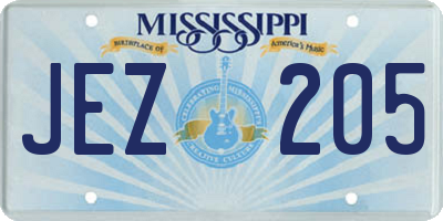 MS license plate JEZ205