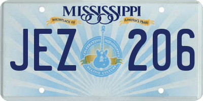 MS license plate JEZ206