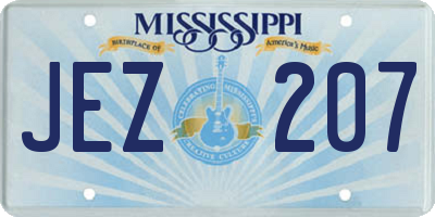 MS license plate JEZ207