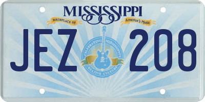 MS license plate JEZ208