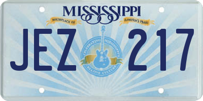 MS license plate JEZ217