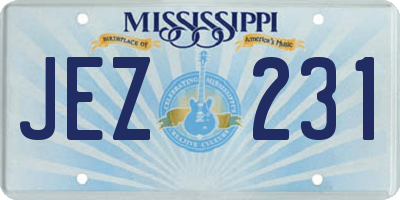 MS license plate JEZ231