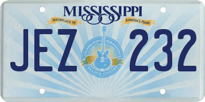MS license plate JEZ232