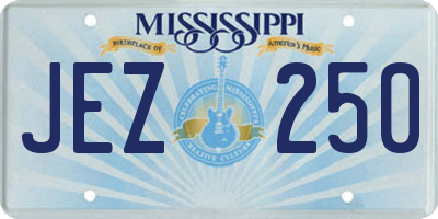 MS license plate JEZ250