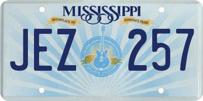 MS license plate JEZ257