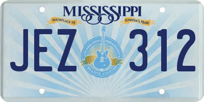 MS license plate JEZ312