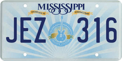 MS license plate JEZ316