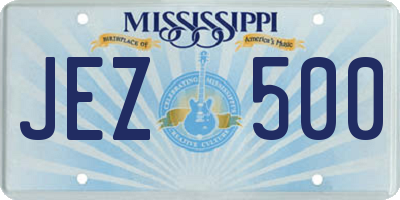 MS license plate JEZ500