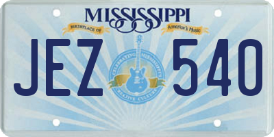MS license plate JEZ540