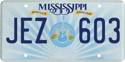 MS license plate JEZ603