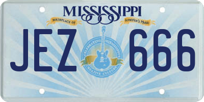 MS license plate JEZ666