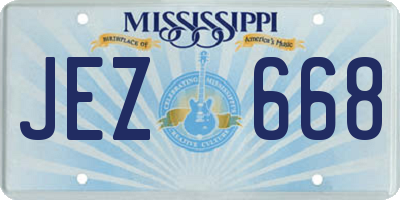 MS license plate JEZ668