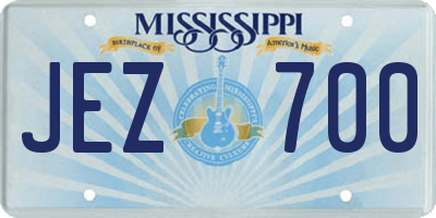 MS license plate JEZ700