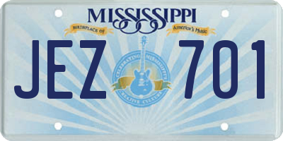 MS license plate JEZ701
