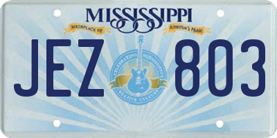 MS license plate JEZ803