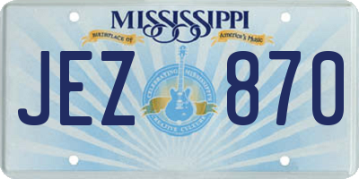 MS license plate JEZ870