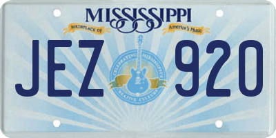 MS license plate JEZ920