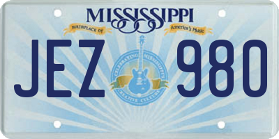 MS license plate JEZ980