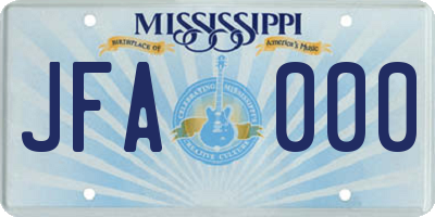 MS license plate JFA000