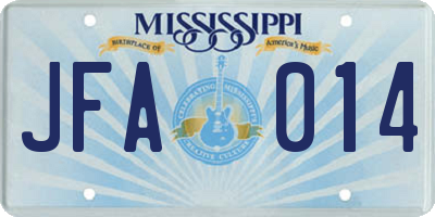 MS license plate JFA014