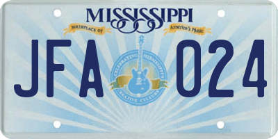 MS license plate JFA024
