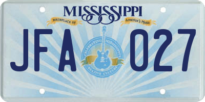 MS license plate JFA027