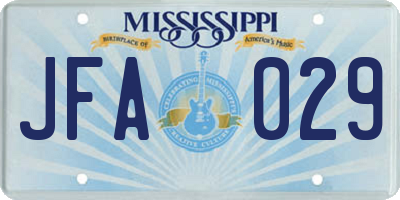 MS license plate JFA029