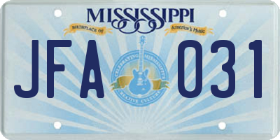 MS license plate JFA031