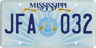 MS license plate JFA032