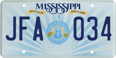 MS license plate JFA034